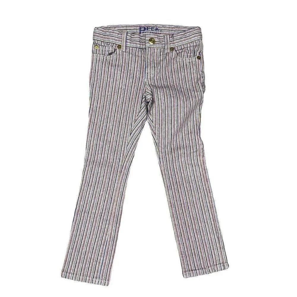 Peek Dungarees Rainbow striped  Girl Jeans Size 6
